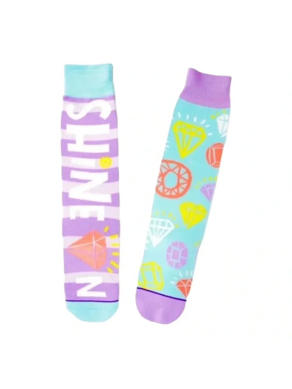NWT Hallmark Diamonds Shine On Mismatched Novelty Crew Socks Pink Gift